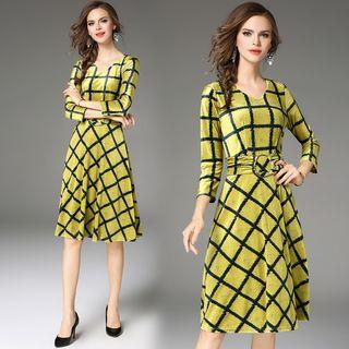 Hoop Detail Check A-line Dress