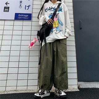 Plain Lantern Gathered Cuff Harem Pants