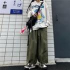Plain Lantern Gathered Cuff Harem Pants