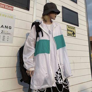 Drawstring Hem Panel Zip Light Jacket