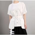 Panel Mesh Round-neck Short-sleeve T Shirt