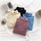 Turtleneck Panda Embroidered Long-sleeve Top