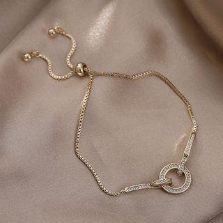 Hoop Rhinestone Alloy Bracelet Gold - One Size