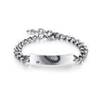 Fashion Romantic Half-heart Rectangular 316l Stainless Steel Bracelet With Black Cubic Zirconia Silver - One Size
