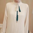 Long-sleeve Bow Accent Shift Dress