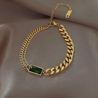 Rectangle Faux Crystal Alloy Bracelet / Necklace / Earring