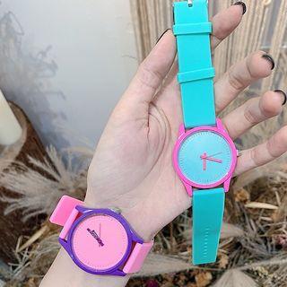 Contrast Color Numberless Strap Watch