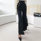 High-rise Boot-cut Pants Black - One Size