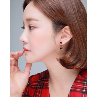 Double-rhinestone Round / Teardrop Earrings