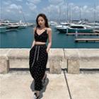 Smiley Face Print Camisole Top / Wide-leg Pants