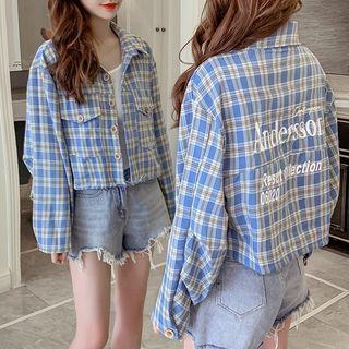 Lettering Plaid Shirt / Tank Top / Set