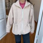 Fleece Stand-collar Drawstring Long-sleeve Jacket
