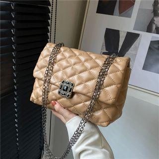 Quilted Chain Strap Faux Leather Hobo Bag