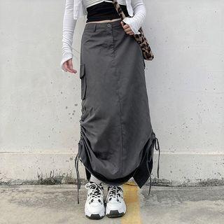 Low-waist Ruched Midi Skirt
