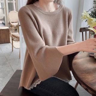 Slit-sleeve A-line Knit Top