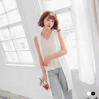 Belted Vented Long Vest