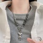 Bear Necklace Silver & Black - One Size
