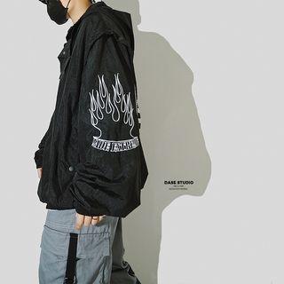 Embroidered Hood Zip Jacket