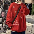 Snowman Embroidered Sweater