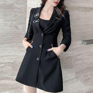 Faux Pearl Bow Blazer Dress