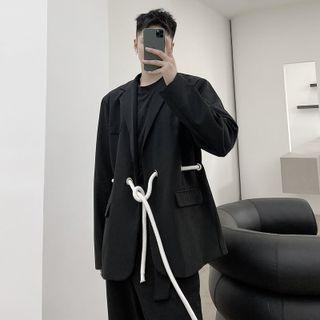 Drawstring Open-front Blazer