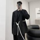 Drawstring Open-front Blazer