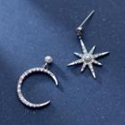 925 Sterling Silver Asymmetric Star Drop Earring 1 Pair - S925 Silver - Silver - One Size