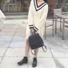Loose-fit V-neck Batwing Sleeve Knit Dress