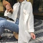 Plain Slit-back Long Shirt