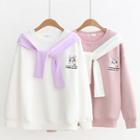 Hamster Embroidered Tie Accent Pullover