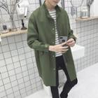 Stand Collar Plain Button Coat