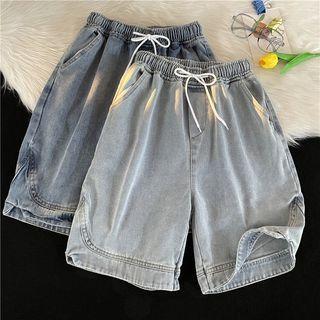 Drawstring-waist Denim Loose Fit Shorts