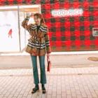 Elastic-waist Washed Boot-cut Jeans