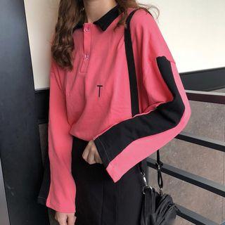Long-sleeve Letter T Polo Shirt