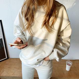 Elbow-patch Oversized Sweatshirt Oatmeal - One Size