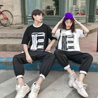 Couple Matching 3/4-sleeve T-shirt / Harem Pants