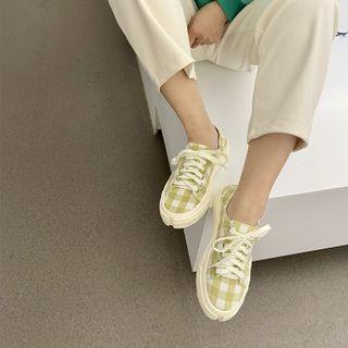 Gingham Lace-up Sneakers