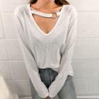 Choker Plunge-neck M Lange T-shirt