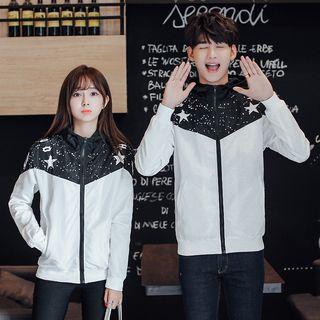 Couple Matching Star Colour Block Jacket