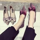 Bow Detail Plaid Pointed Flats