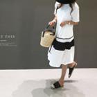Ruffle-hem Two-tone T-shirt Dress