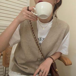 Sleeveless Cropped Plain Knit Tank Top