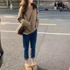 Set Of 2: Round-neck Sweater + Denim Pants