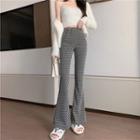 Checkered Slit Boot-cut Jeans