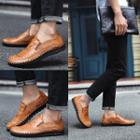Woven Faux Leather Loafers