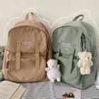 Letter Embroidered Lightweight Backpack / Bag Charm / Set