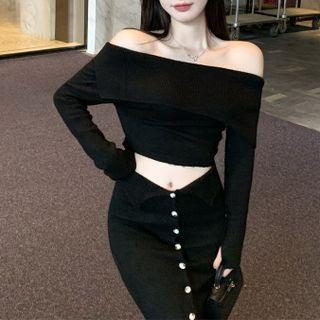 Off Shoulder Knit Top / Maxi Skirt