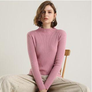 Half High Collar Plain Sweater