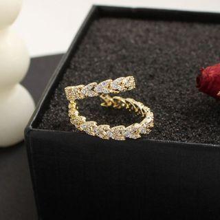 Rhinestone Alloy Cuff Earring 1 Pc - Cuff Earring - Gold - One Size