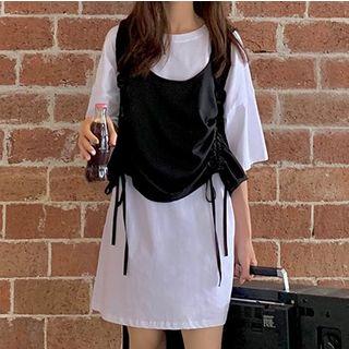 Drawstring Tank Top / Plain Short Sleeve T-shirt Dress